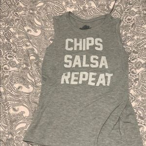 “Chips salsa repeat” tank top